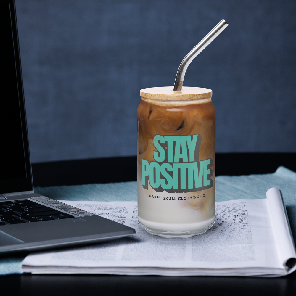 Stay Positive 16oz Can-Shaped Glass